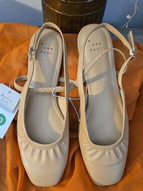 a new day Beige Slingback Square-Toe Ballet Flats